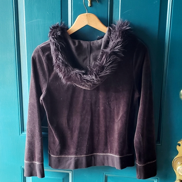 Velvet & Faux Fur Zip-up Hoodie - Picture 3 of 4